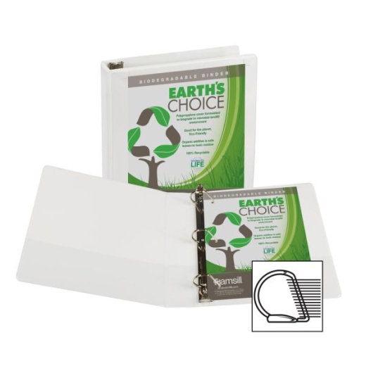 Samsill Earth's Choice Vue 3-Ring Binder, 1 1/2" D-Rings, White