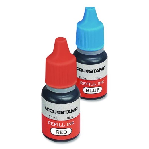 Cosco Accu-Stamp Refill Ink, 0.35 Oz, Blue/Red