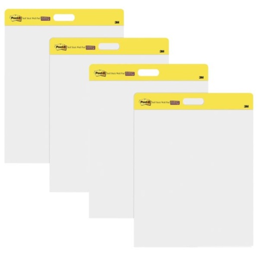 Post-It Super Sticky Wall Easel Pads, 20" x 23", White Paper, Pack Of 4 Pads