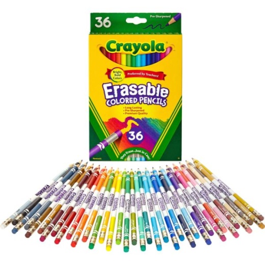 Crayola Erasable Colored Pencils, Pack Of 36, 3.3 Mm, Assorted Colors