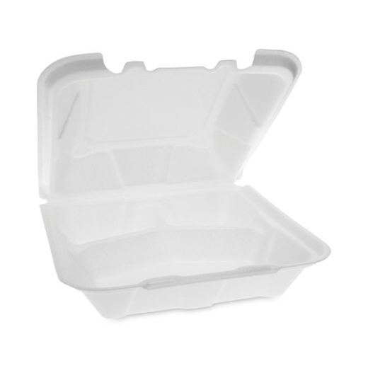 Foam Hinged Lid Containers, 9 x 9 x 3, White, 200/Carton