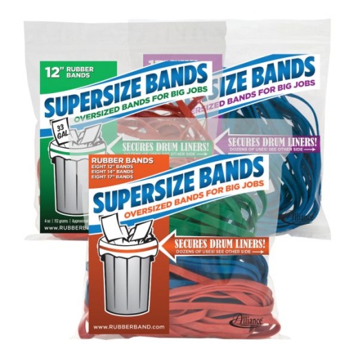 Alliance Rubber Supersize Bands, Assorted Colors/Sizes, Bag Of 24