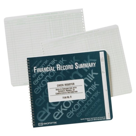 Ekonomik Check Registry - 1-Part, 8 3/4" x 10", 100% Recycled, White, 40 Sheets