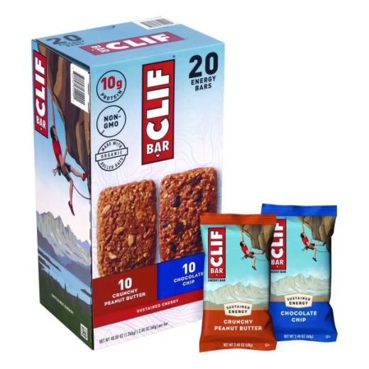 Clif Bar Energy Bar, Chocolate Chip/Crunchy Peanut Butter, 2.4 Oz, 20/Box