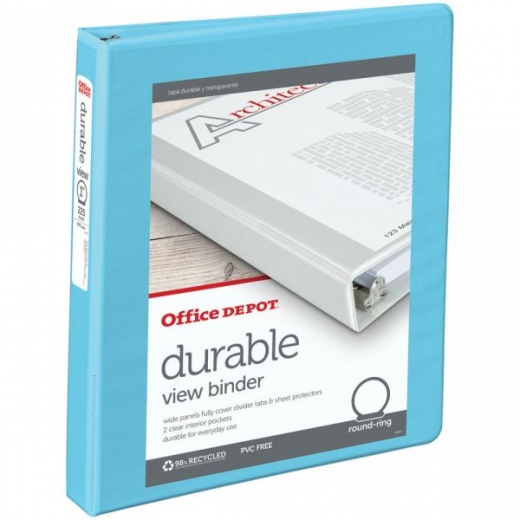 3-Ring Durable View Binder, 1" Round Rings, Jeweler Blue