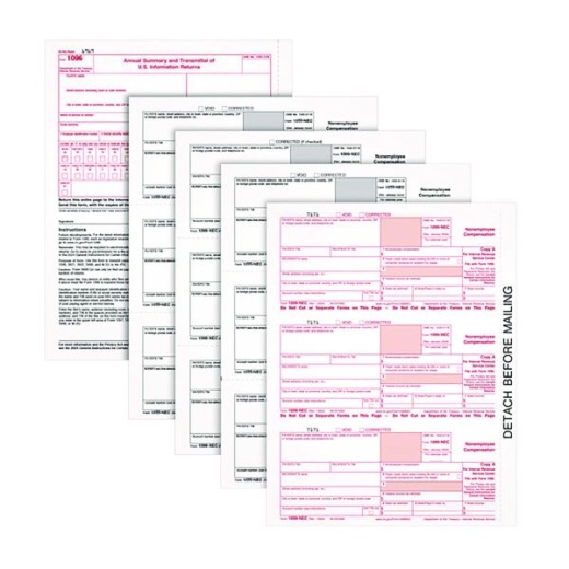 Tops 1099-Nec Tax Forms, Fiscal Year: 2023, Five-Part Carbonless, 8.5 X 3.5, 3 Forms/Sheet, 50 Forms Total