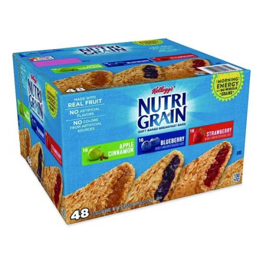 Kellogg's Nutri-Grain Soft Baked Breakfast Bars, Assorted, 1.3 Oz Bar, 48/Carton