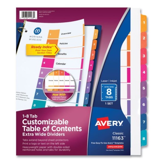 Avery Customizable TOC Ready Index Multicolor Tab Dividers