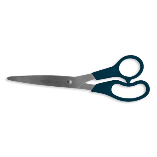 Westcott Value Line Stainless Steel Shears, 8" Long, 3.5" Cut Length, Offset Black Handle
