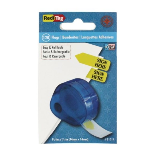 Redi-Tag Preprinted Signature Flags In Dispenser, Sign Here, Yellow