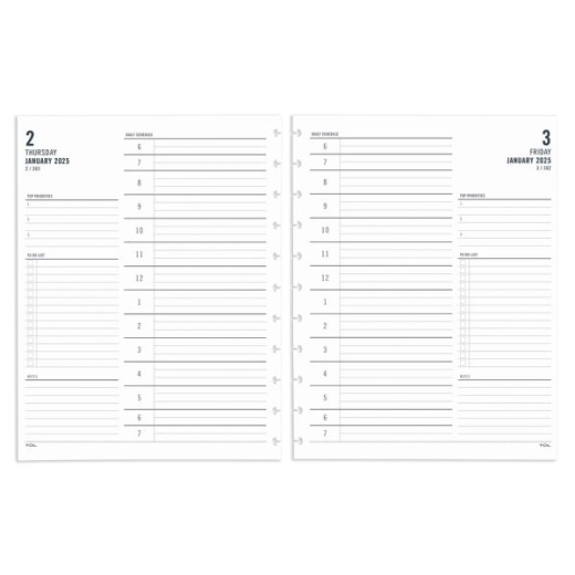 2025 Tul Discbound Daily Planner Refill Pages, Letter Size, January To December, Tulltflr1pgry25