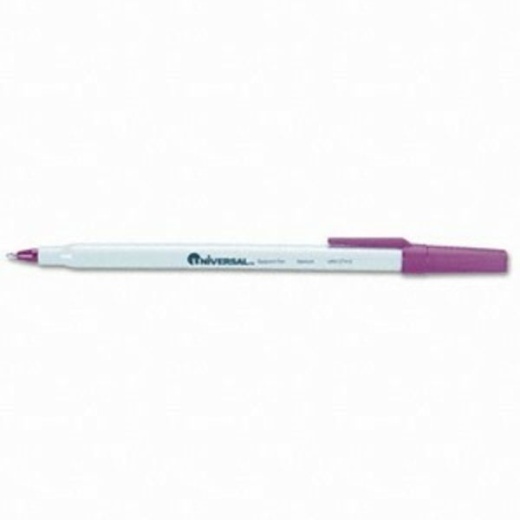 Universal Economy Stick Ballpoint Pens - Pack of 12, Bold Point, 1.0 Mm, Gray Barrel, Red Ink