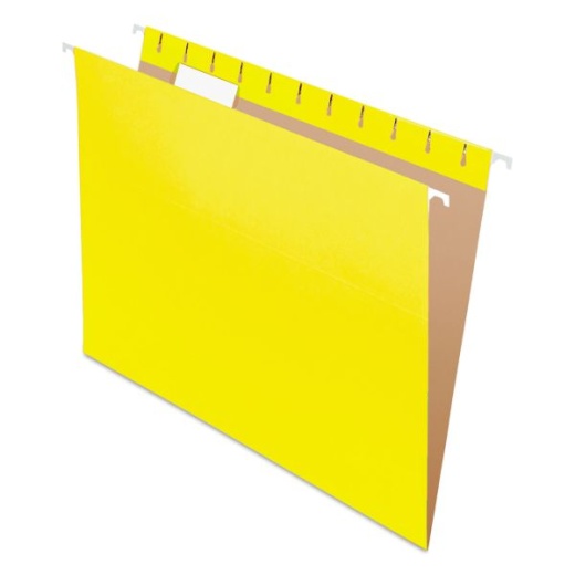 Pendaflex Colored Hanging Folders, Yellow, Letter Size, 1/5-Cut Tabs, 25/Box