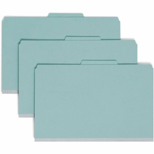 Smead Classification Folders with Safeshield Coated Fasteners, 2" Expansion, Legal Size, 50% Recycled, Blue, Box of 10