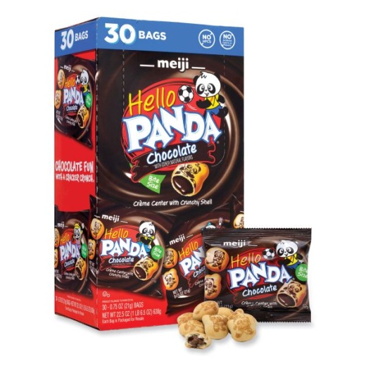 Meiji Hello Panda Chocolate Creme Filled Cookies, 0.75 Oz Bag, 30 Bags/Carton