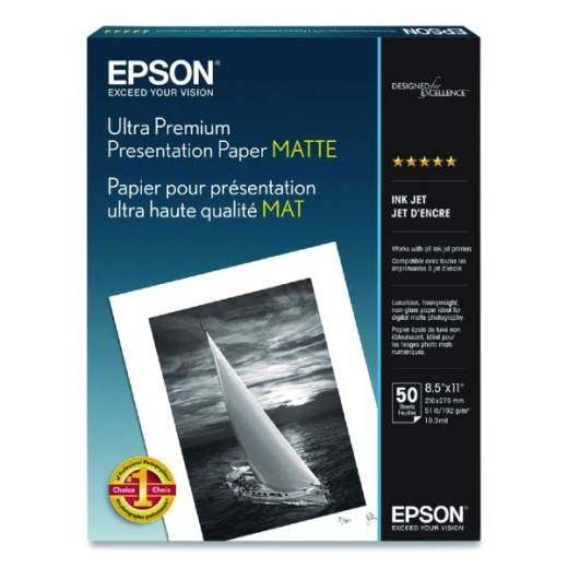 Epson Ultra Premium Matte Presentation Paper - 10 Mil, 8.5 x 11, Matte White, 50/Pack