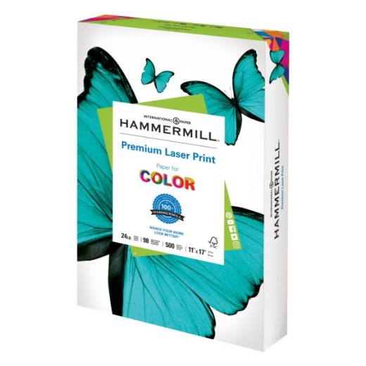 Hammermill Color Multi-Use Printer & Copier Paper, Ledger Size (11 x 17),  Ream Of 500 Sheets, 100 (U.S.) Brightness, 28 Lb, White