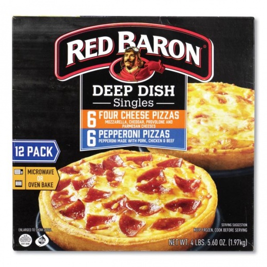 Red Baron Deep Dish Pizza Singles Variety Pack - Four Cheese/Pepperoni, 5.5 Oz Pack, 12 Packs/Carton