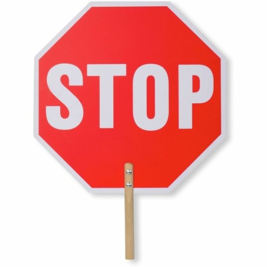 Tatco Handheld Stop Sign - Red, 18" x 18" Weatherproof Sign