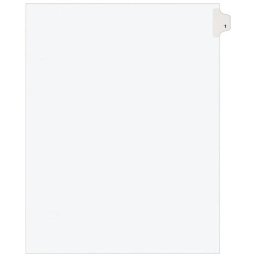 Avery Individual Legal Exhibit Dividers, Avery Style, #1, Side Tab, Letter Size, Pack Of 25