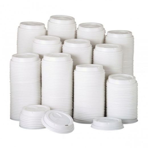 Dixie PerfecTouch Hot Cup Lids For 10 12 And 16 Oz Cups White Pack