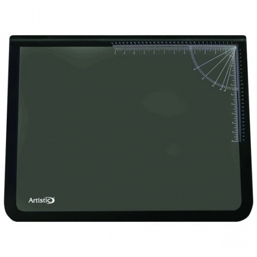 Artistic Desk Pad with Transparent Lift-Top Overlay and Antimicrobial Protection