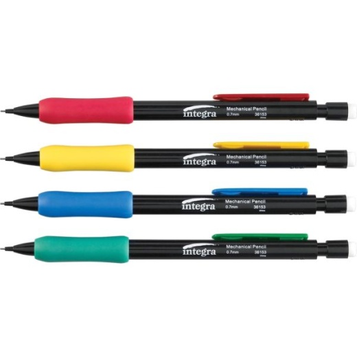 Integra Grip Mechanical Pencils - 0.7 Mm Lead Diameter - Refillable - Black Lead - Assorted Barrel - 1 Dozen