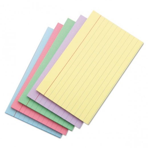 Universal Index Cards, Ruled, 5 X 8, Assorted, 100/Pack