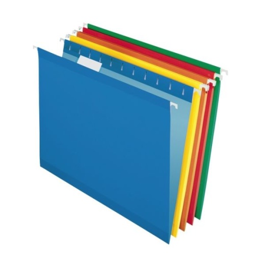 Pendaflex Premium Reinforced Color Hanging File Folders, Letter Size, Color Assortment #1, Pack Of 25 Folders