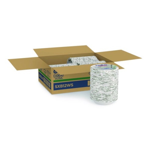 Dixie Pathways With Soak Proof Shield Heavyweight Paper Bowls, Wisesize, 12 Oz, Green/Burgundy, 125/Pack, 4 Packs/Carton