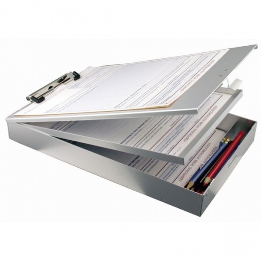Dual Form Holder Storage Clipboard, 89% Recycled, 14" x 9", Aluminum