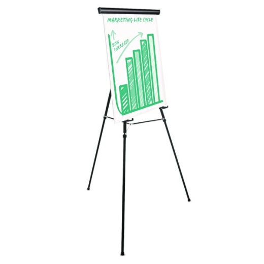 Universal Heavy-Duty Adjustable Presentation Easel, 69" Maximum Height, Metal, Black