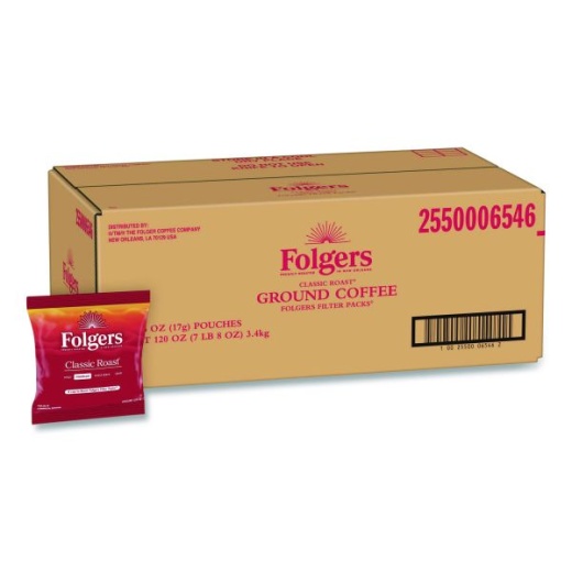 Folgers Coffee Filter Packs, Regular, In-Room Lodging, .6Oz, 200/Carton