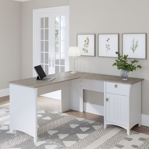 Bush Furniture Somerset 60W L Shaped Desk with Storage Platinum Gray