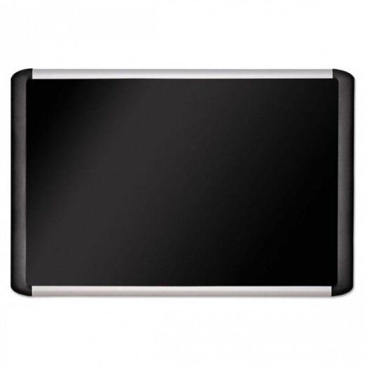 MasterVision Soft-Touch Bulletin Board, 36 X 24, Black Fabric Surface, Aluminum/Black Aluminum Frame
