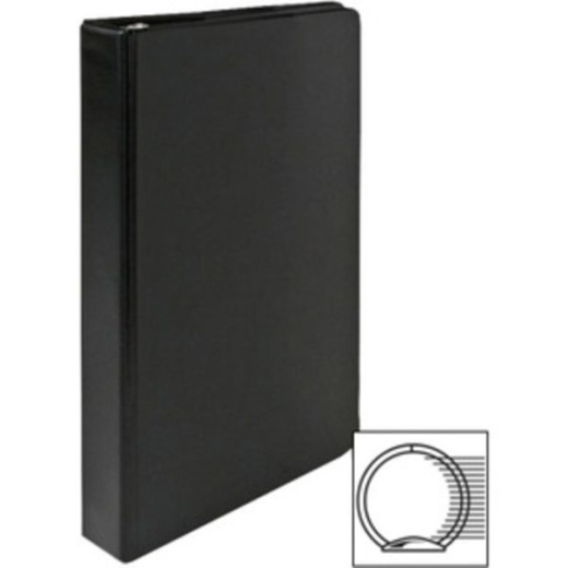 Business Source Basic 3-Ring Binder, 1" Round Rings, Black