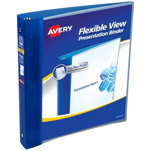 Avery Flexible View 3 Ring Binder, 1" Round Rings, Blue, 1 Binder
