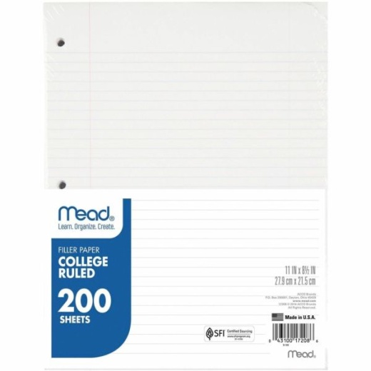 Mead Notebook Filler Paper - Letter - 200 Sheets - Spiral