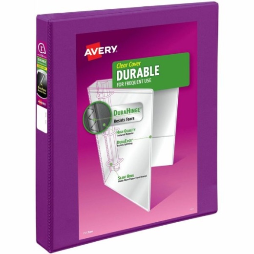 Avery Durable View 3-Ring Binder, 1" Slant Rings, Purple