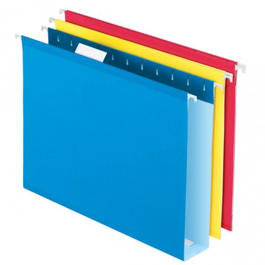Box-Bottom Hanging File Folders, Letter Size (8-1/2" x 11"), 2" Expansion, Assorted Colors, Pack Of 12