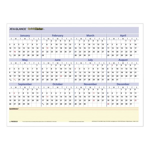2025 At-A-Glance Quicknotes Mini Erasable Wall Planner