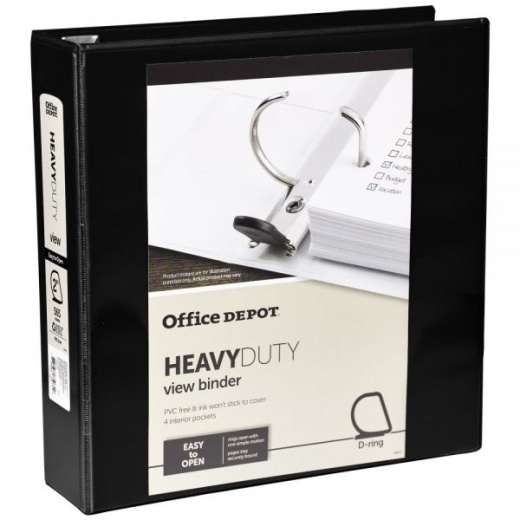 Heavy-Duty View 3-Ring Binder, 2" D-Rings, 49% Recycled, Black