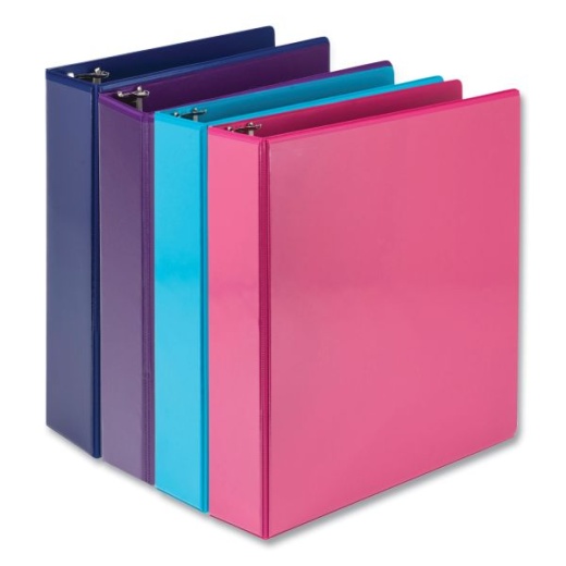 Samsill Durable D-Ring View Binders, 3 Rings, 2" Capacity, 11 X 8.5, Blueberry/Blue Coconut/Dragonfruit/Purple, 4/Pack