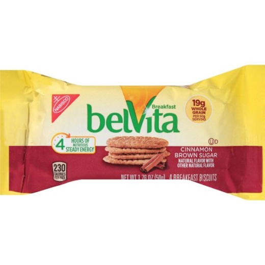 Belvita Breakfast Biscuits - Individually Wrapped, Hydrogenated Oil-Free, No Artificial Flavor, Sweetener-Free - Brown Sugar - 1.76 Oz - 8 / Box