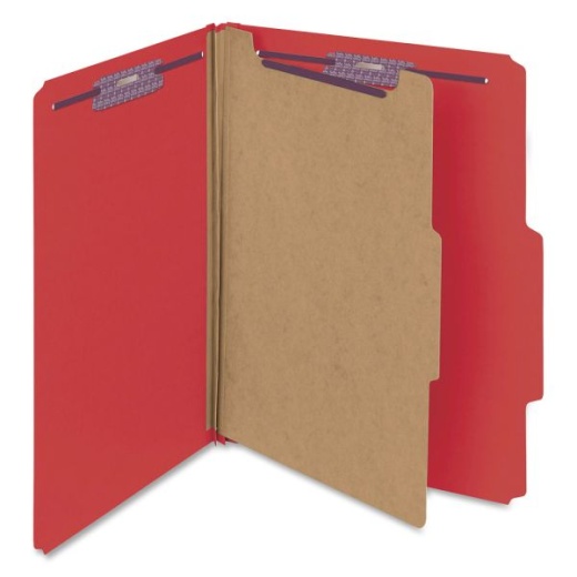 Smead Classification Folders with Safeshield Coated Fasteners - 1 Divider, 2" Expansion, Letter Size, Red, Box of 10