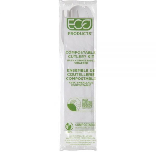 Eco-Products Plantware High-Heat Pla Cutlery Kits, 6", White, Pack Of 250 Kits