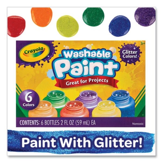 Crayola 6-color Glitter Washable Kids Paint (542400)