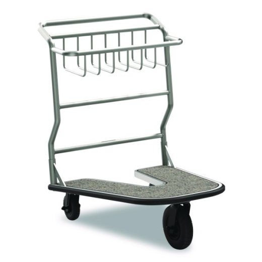 Suncast Commercial Nesting Luggage Cart With Carpeted Platform, 300 Lb Capacity, 27 X 37 X 37.5, Silver/Black