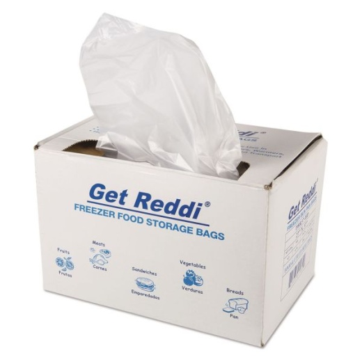 Inteplast Group Get Reddi Freezer Food Storage Bags For Full-Size Bun Pans, Includes Twist-Ties, 27" X 37", Natural, 200/Carton