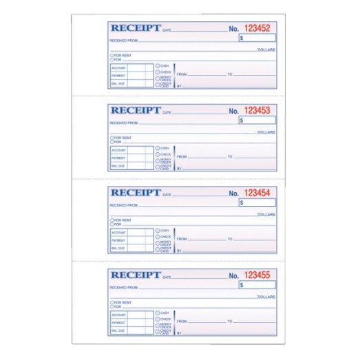 Adams Carbonless Money/Rent Receipt Book, 3-Part, 7 5/8" X 11", Book Of 100 Sets
